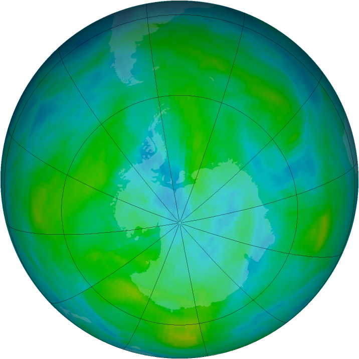 Antarctic ozone map for 12 March 1983
